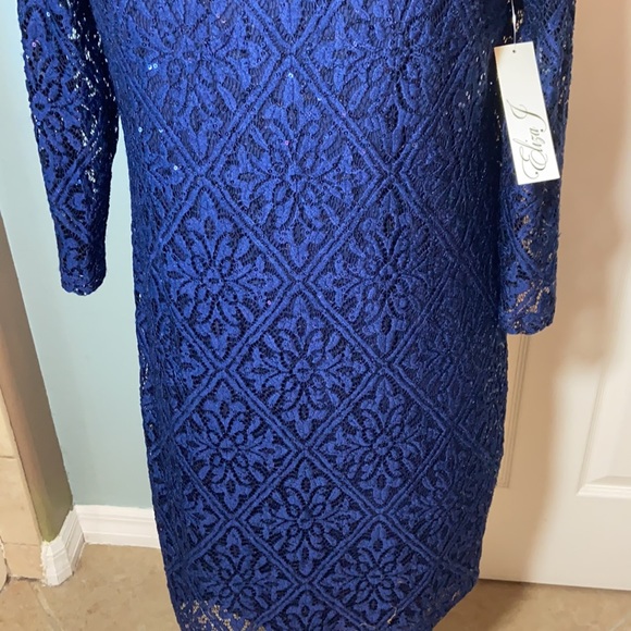 Nwt Eliza J Navy Sequin cocktail lace sequin Navy dress - Picture 4 of 11